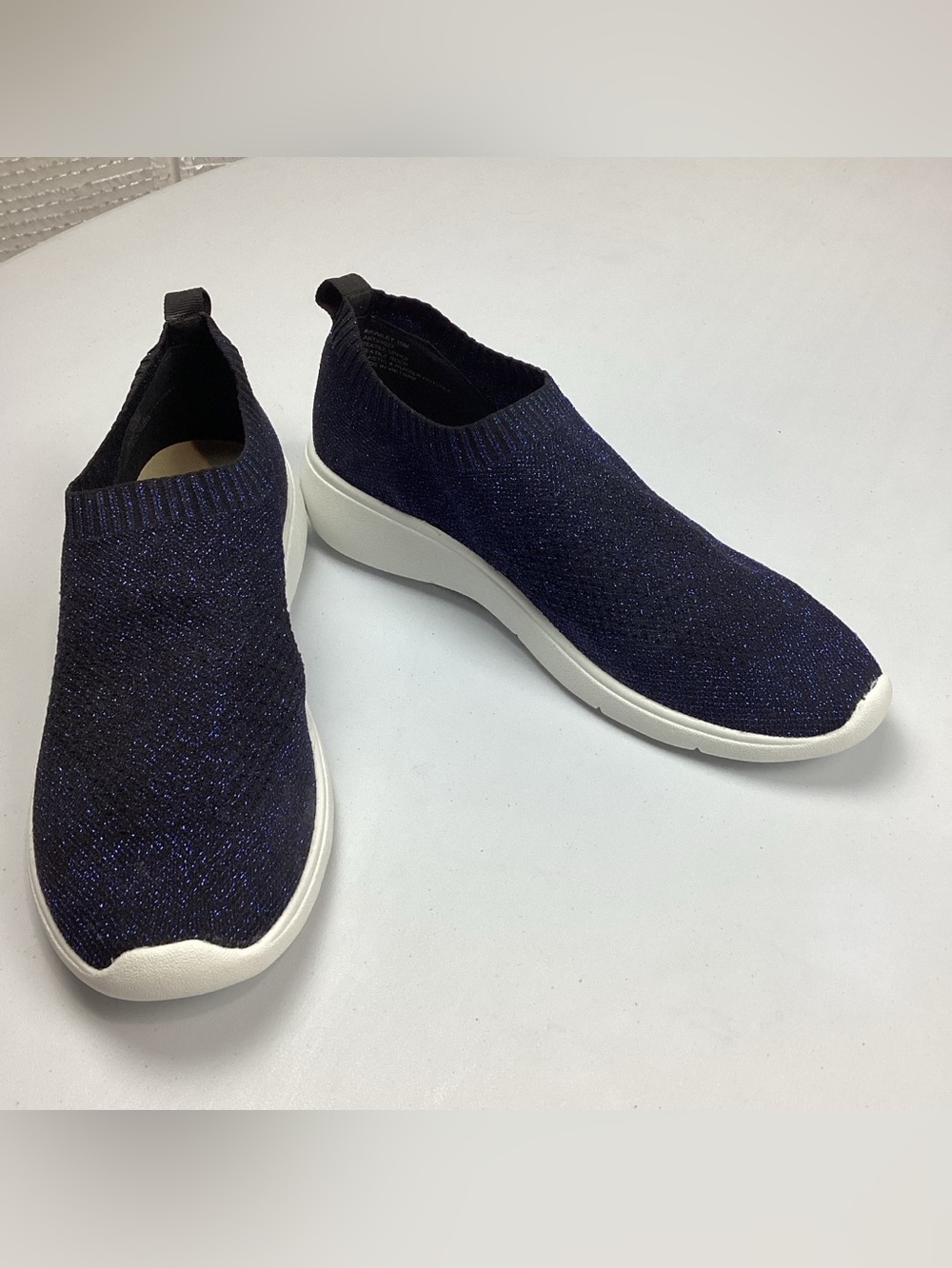 Anne Klein Blue Wiley Sparkle Sock Slip On Shoes Sneakers Size 10